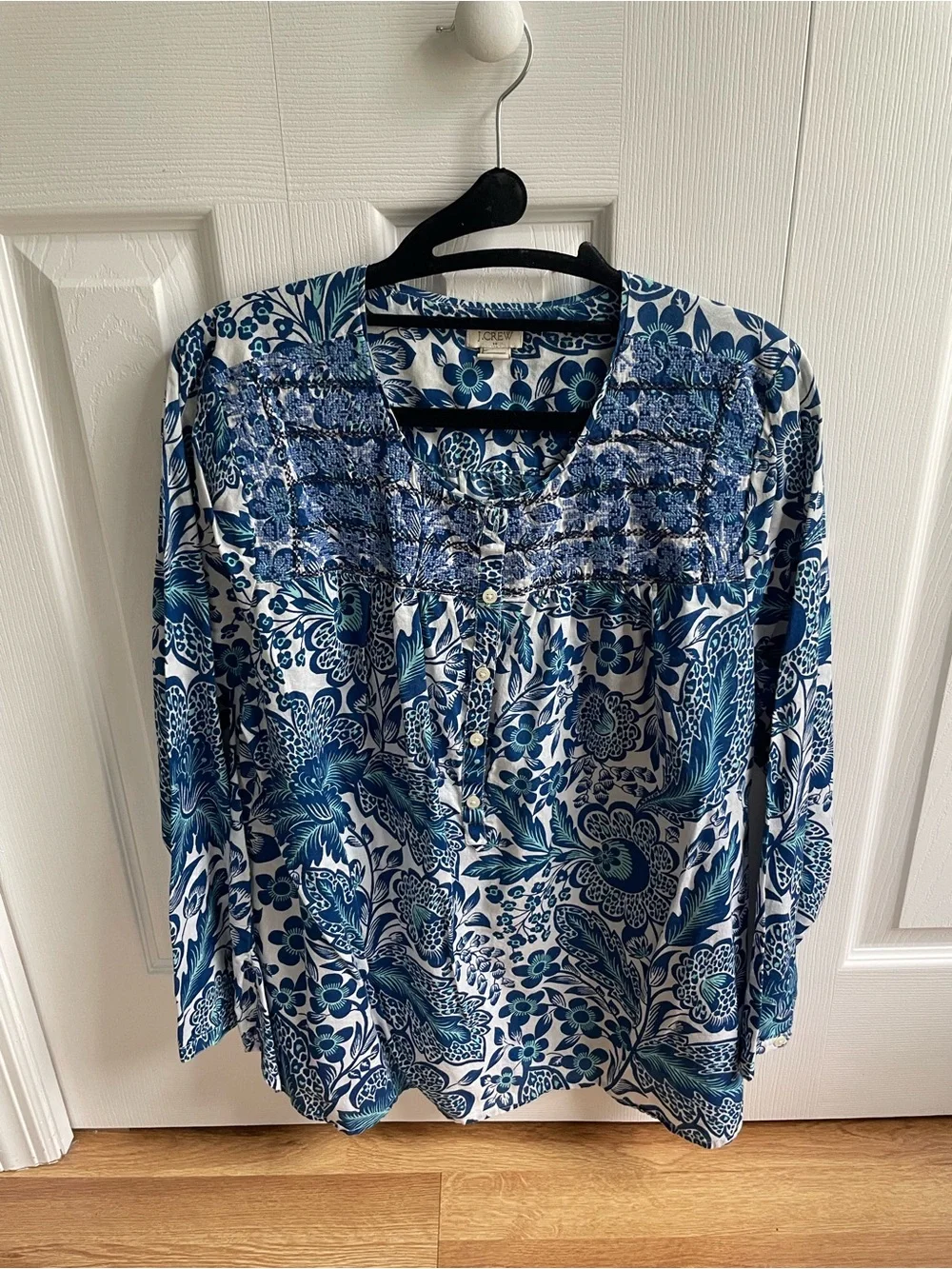 J. Crew Blue Floral Peasant Blouse
